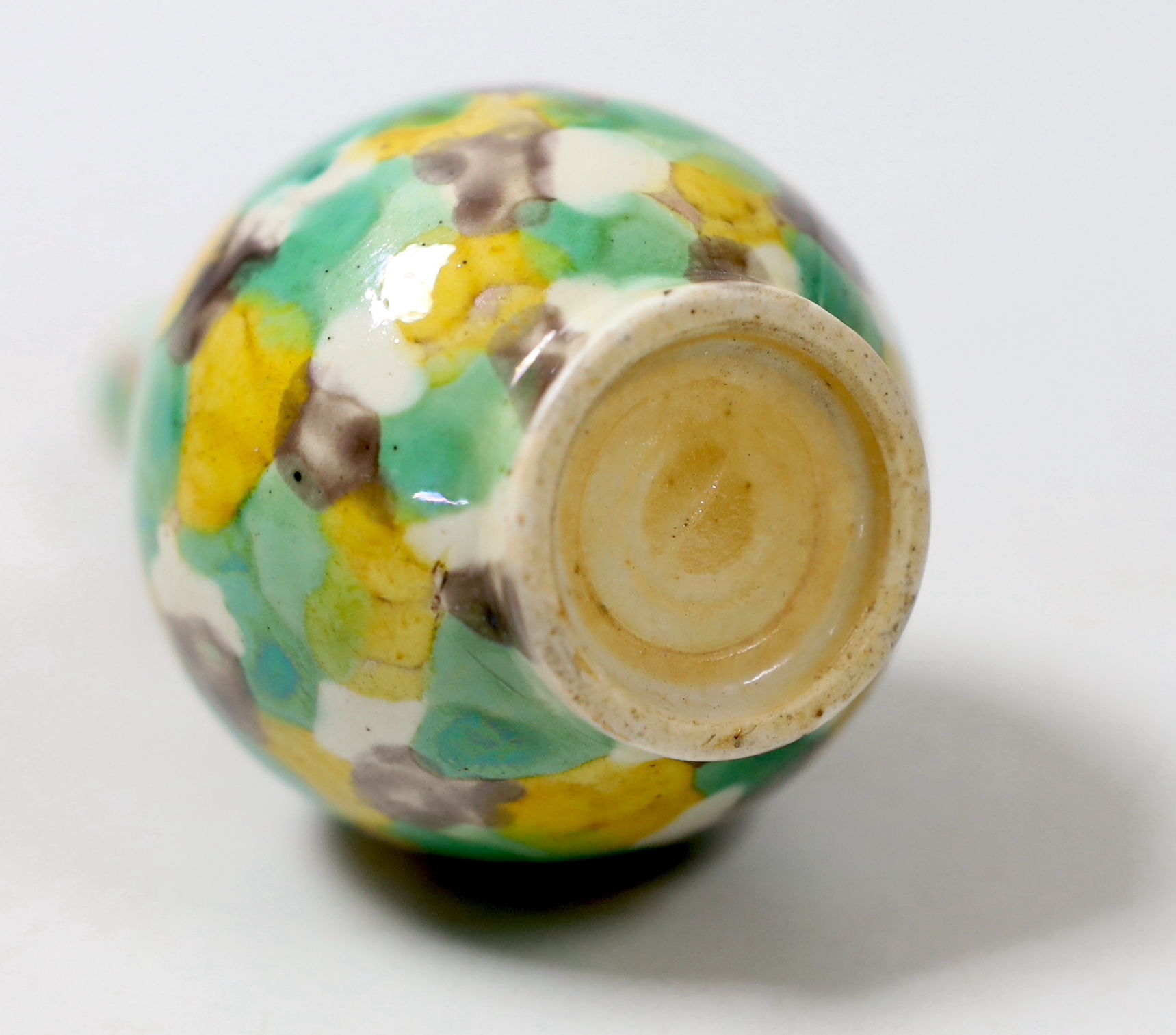 A small Chinese polychrome bottle vase, 13.5cm high